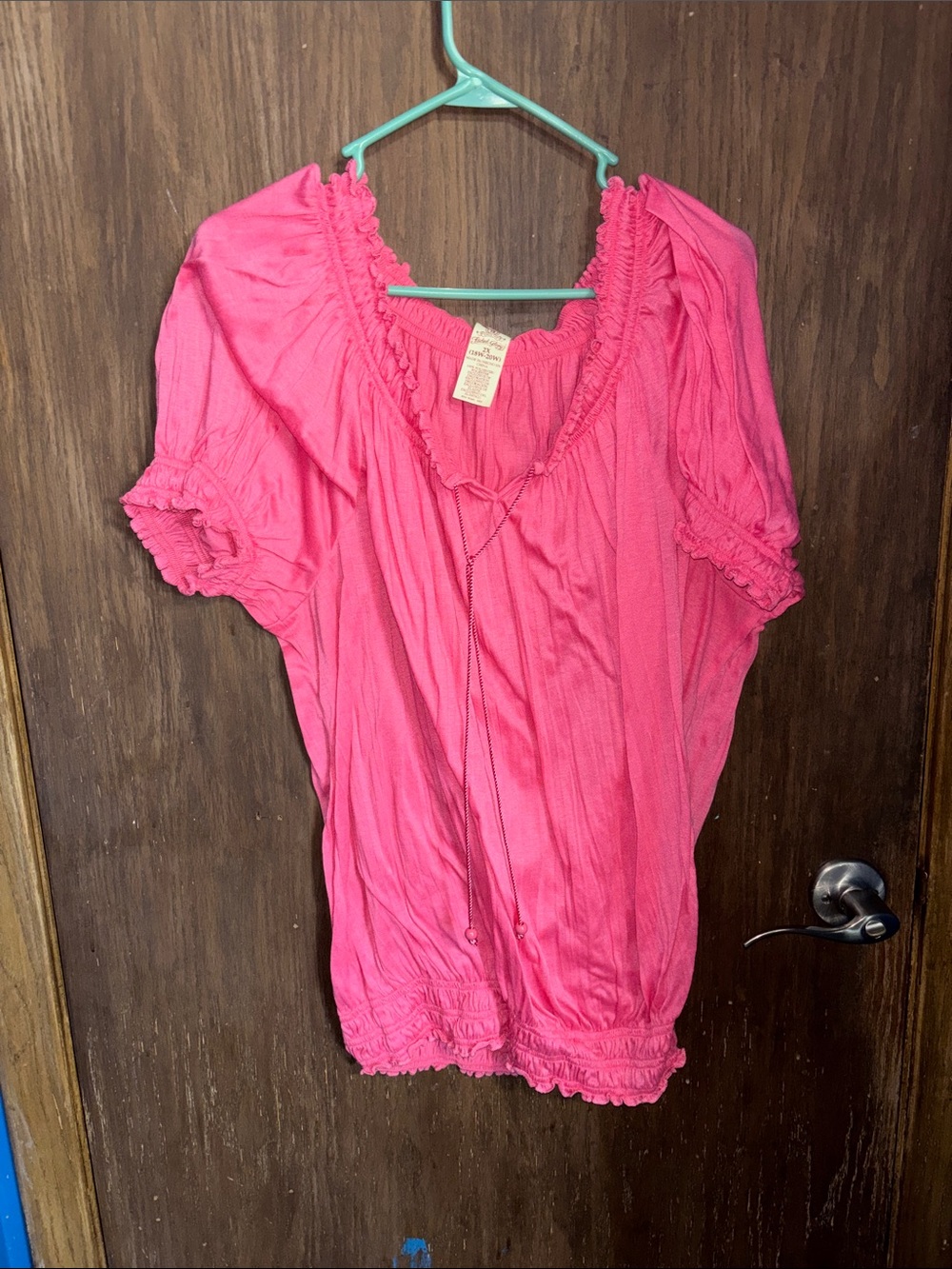 Faded Glory Hot Pink Peasant Blouse
